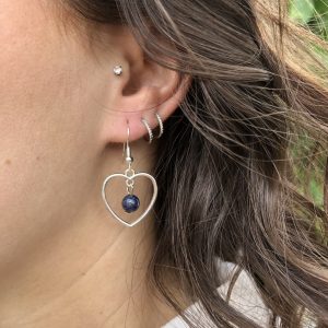 boucles d'oreilles coeur lapis-lazuli