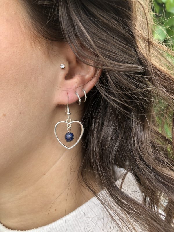 boucles d'oreilles coeur lapis-lazuli