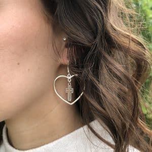 boucles d'oreilles coeur croix jesus