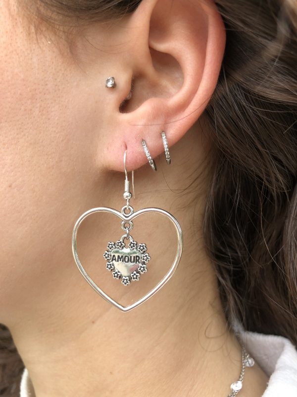 boucles d'oreilles grand coeur Amour