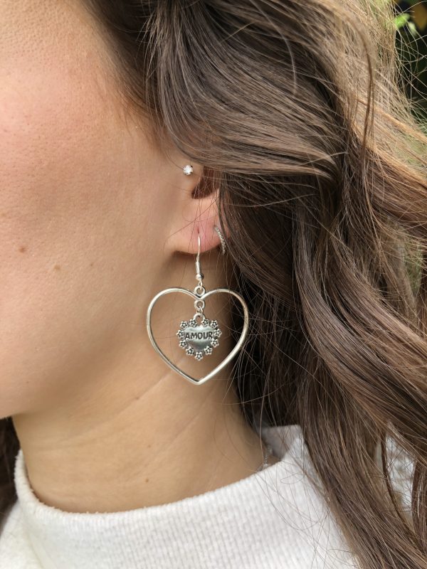 boucles d'oreilles grand coeur Amour