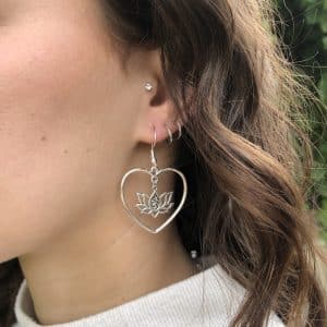 Boucles d'oreilles coeur lotus OM