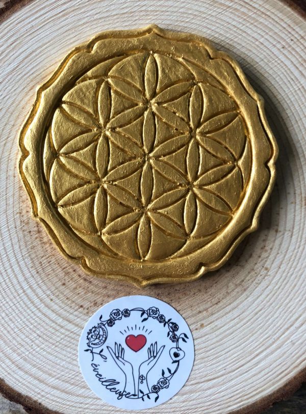 Fleur de Vie dorée rechargement pierre naturelles