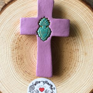 croix sacre coeur mauve vert émeraude